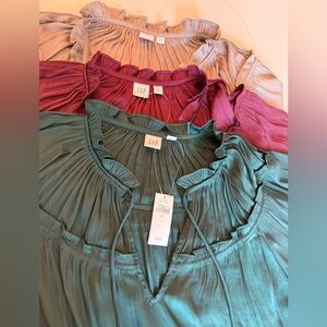 Gap NWT set of three silk like shirts ,
size M